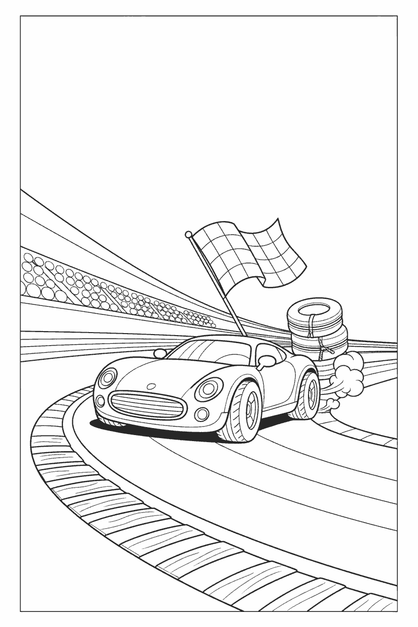 Auto's en voertuigen kleurplaat voorbeeld 3, gratis te printen op A4