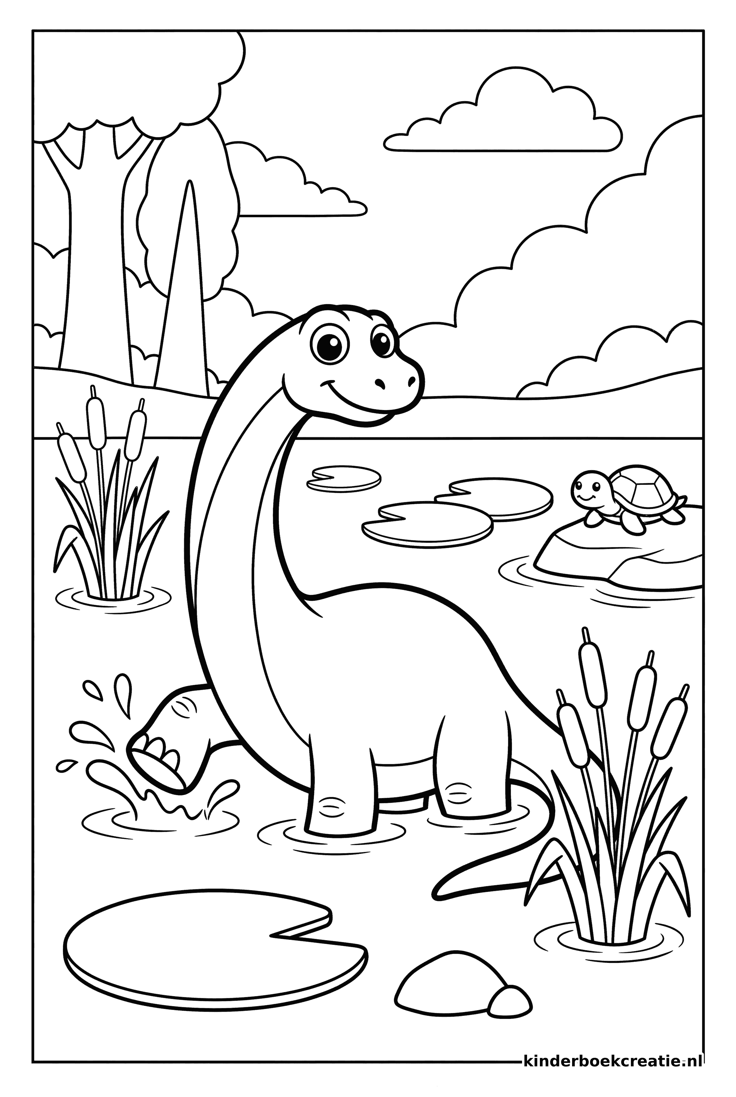 Dinosaurus kleurplaat voorbeeld 7, gratis te printen op A4
