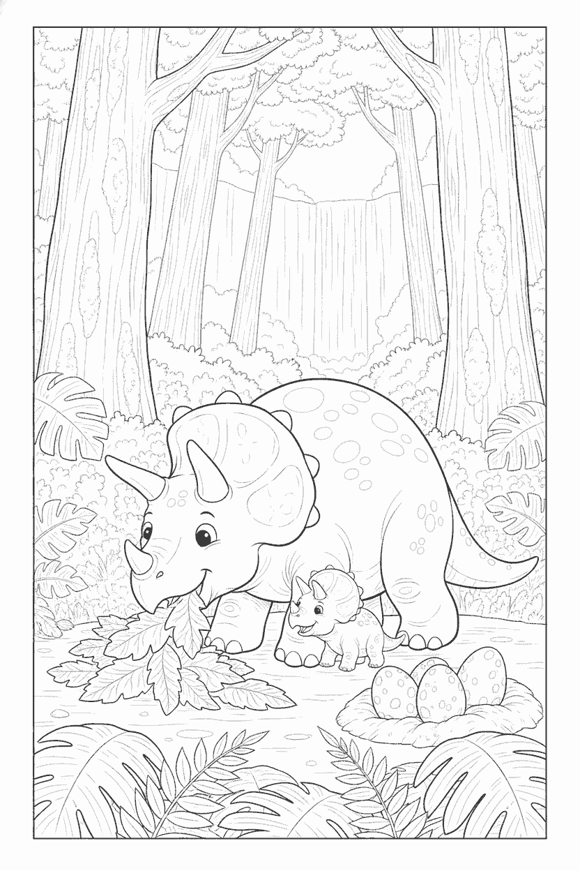 Dinosaurus kleurplaat voorbeeld 3, gratis te printen op A4