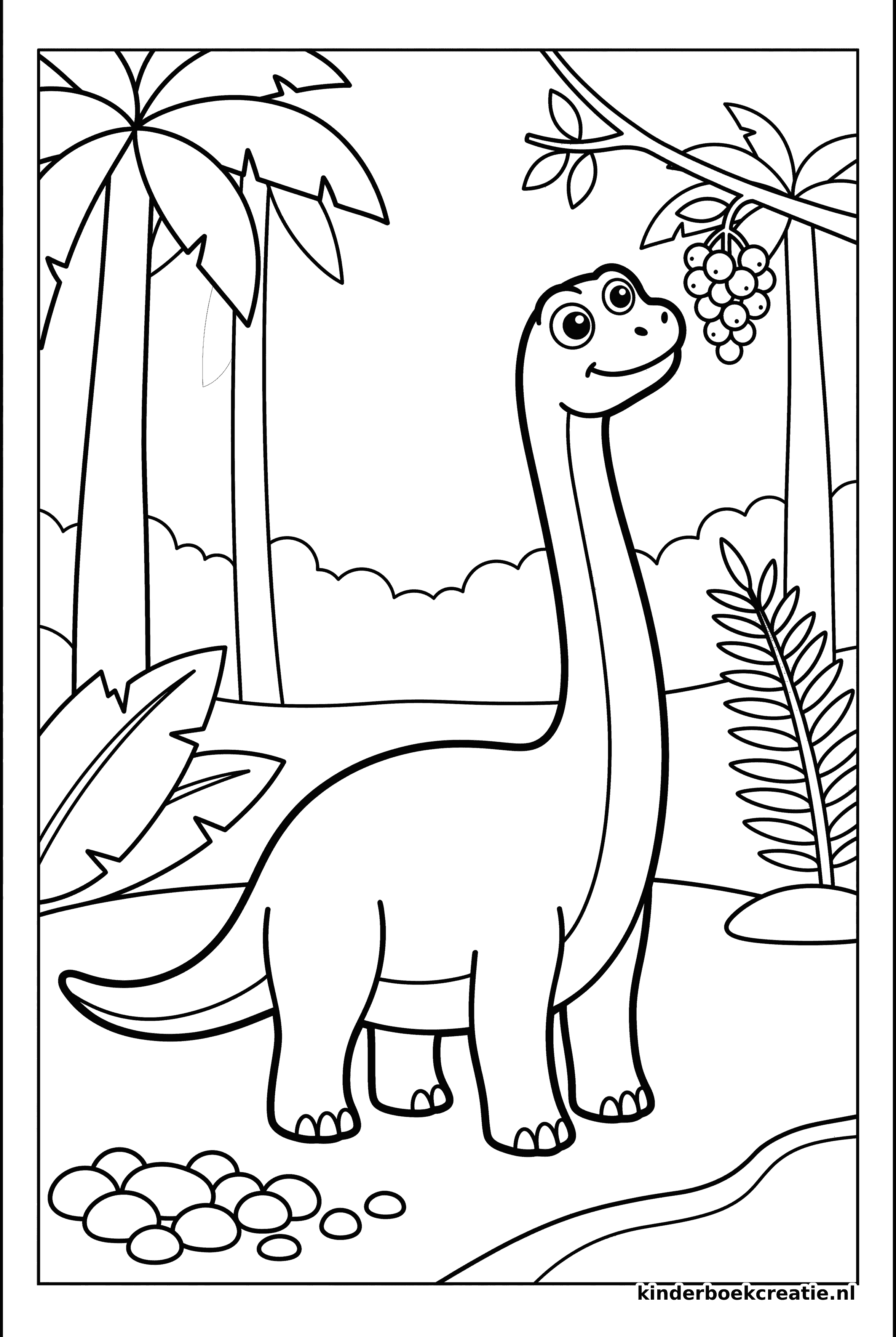 Dinosaurus kleurplaat voorbeeld 4, gratis te printen op A4