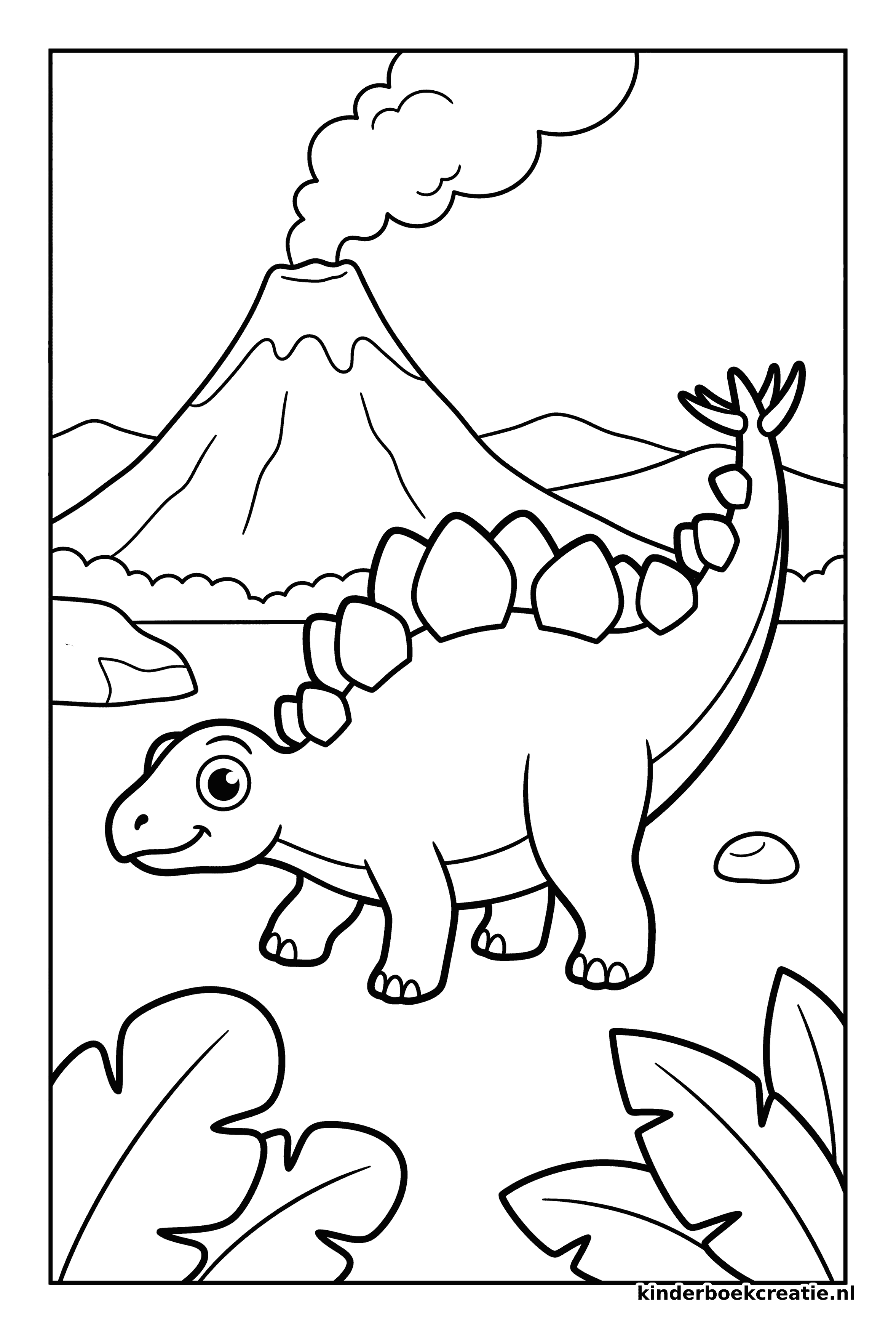 Dinosaurus kleurplaat voorbeeld 5, gratis te printen op A4