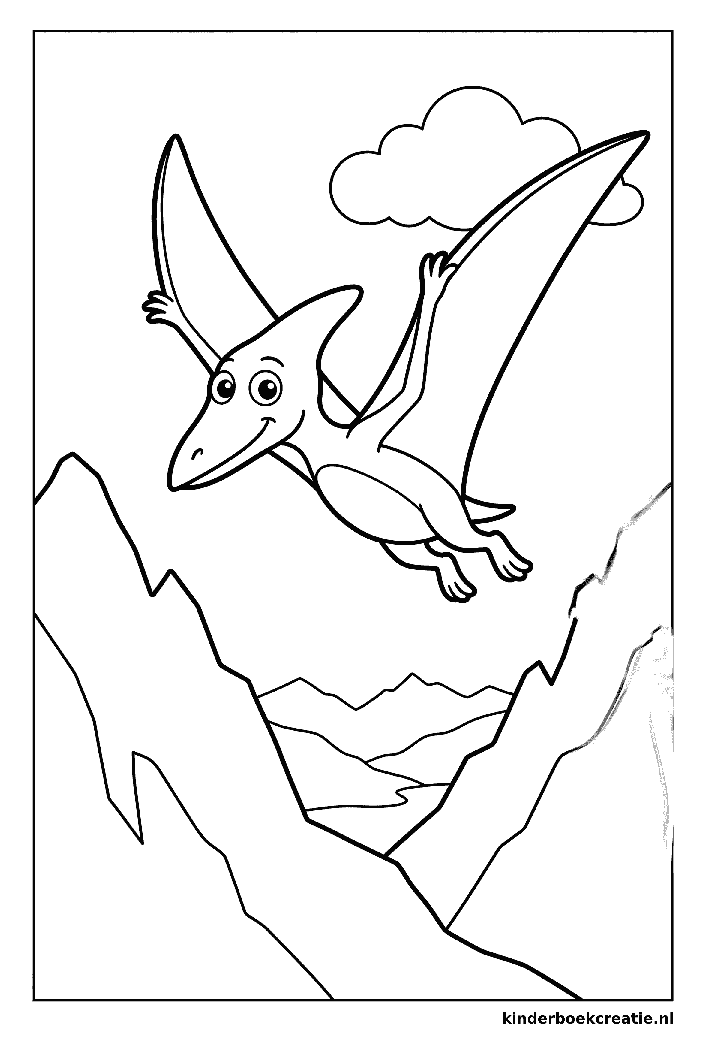 Dinosaurus kleurplaat voorbeeld 6, gratis te printen op A4