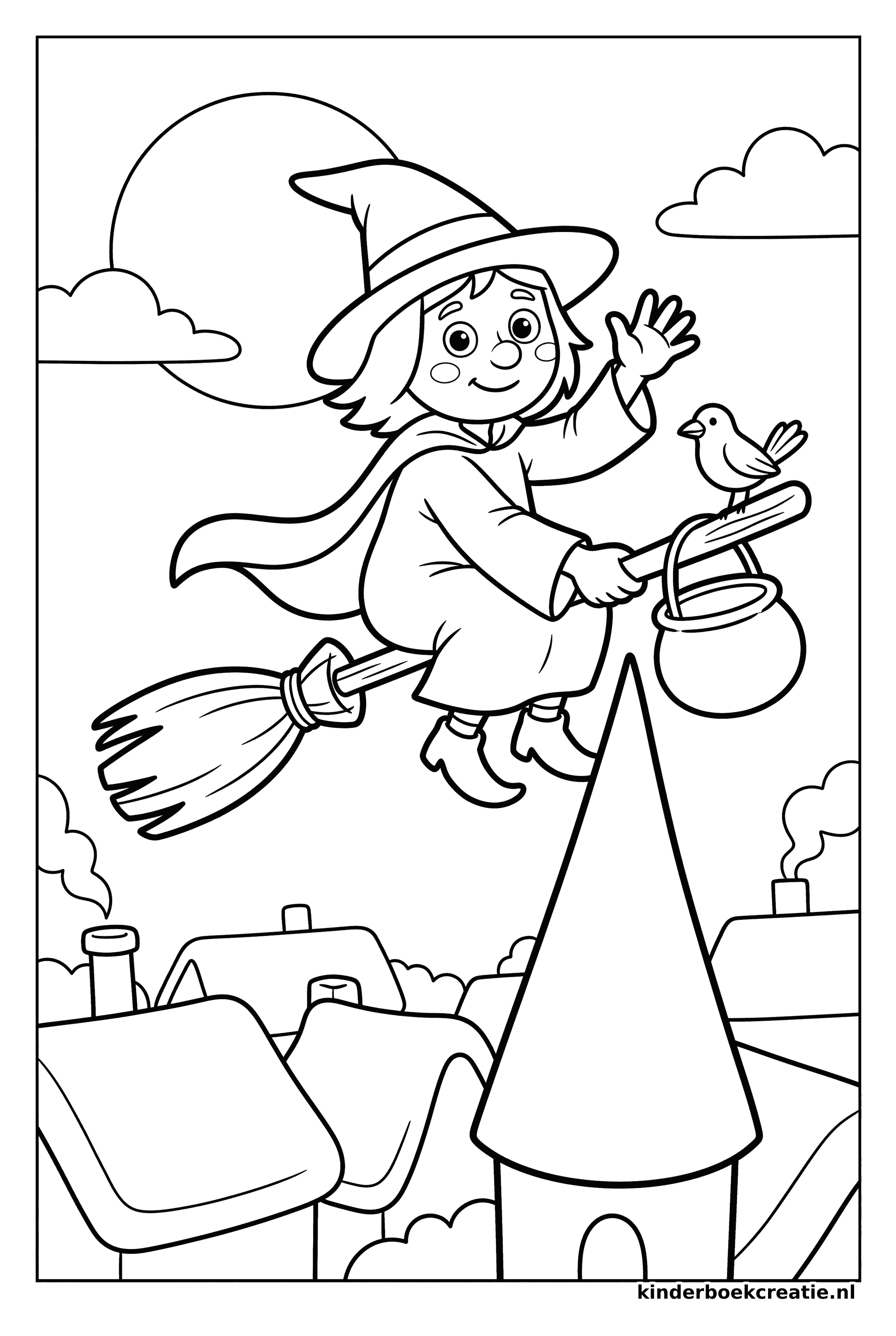 Halloween kleurplaat voorbeeld 2, gratis te printen op A4