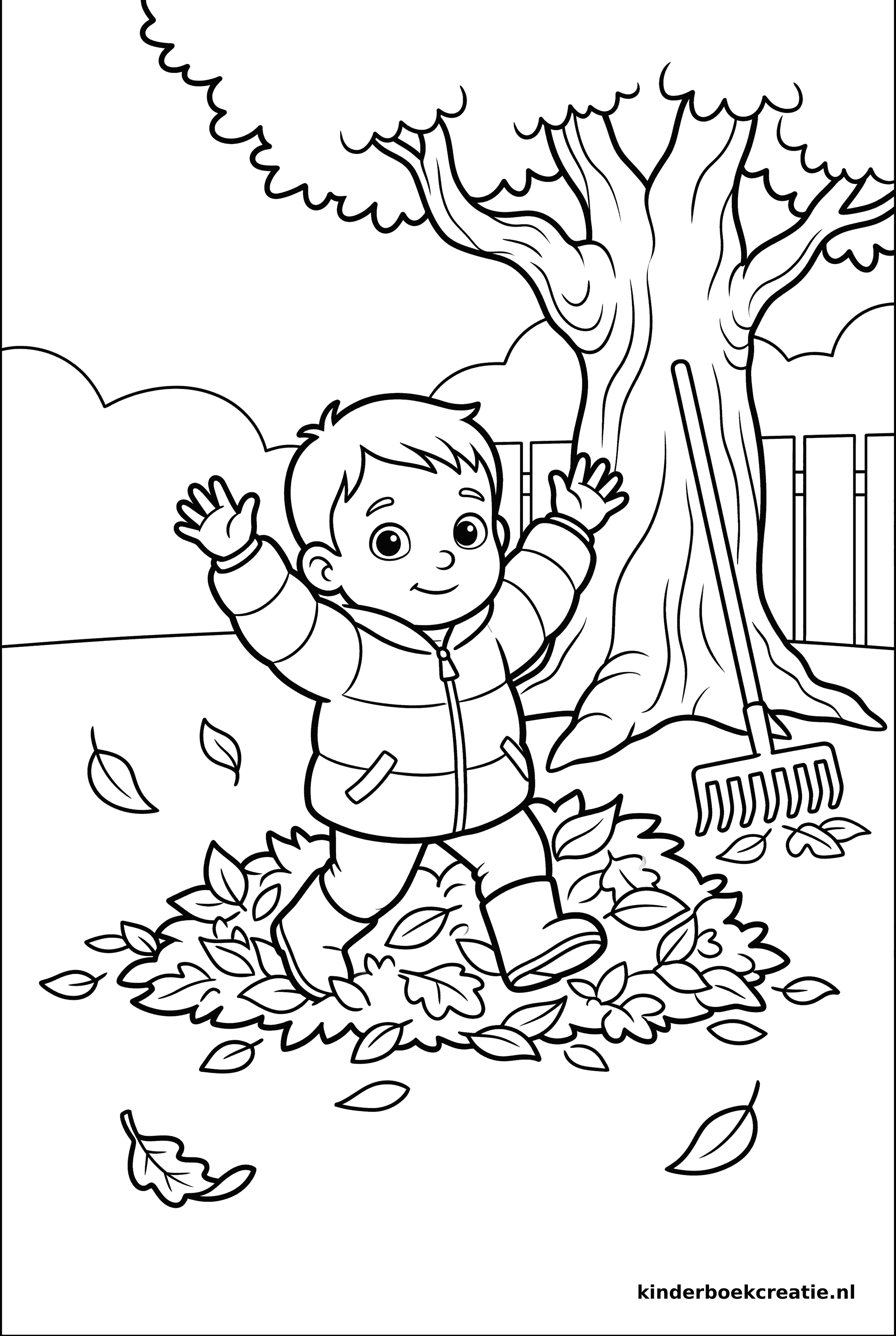 Herfst kleurplaat voorbeeld 4, gratis te printen op A4