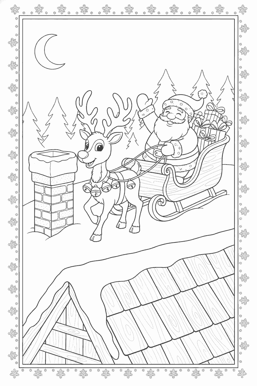 Kerst kleurplaat voorbeeld 3, gratis te printen op A4
