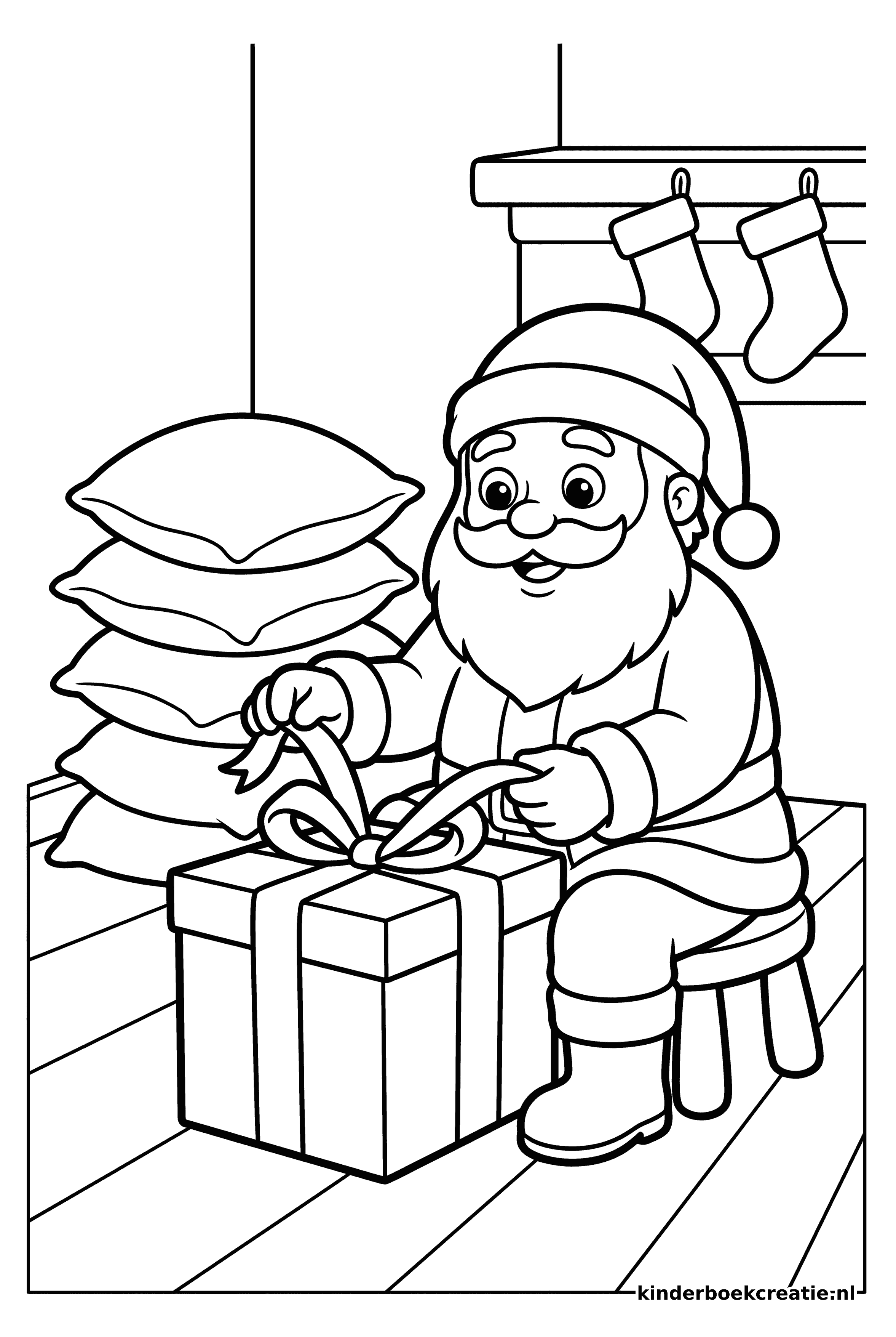 Kerst kleurplaat voorbeeld 6, gratis te printen op A4