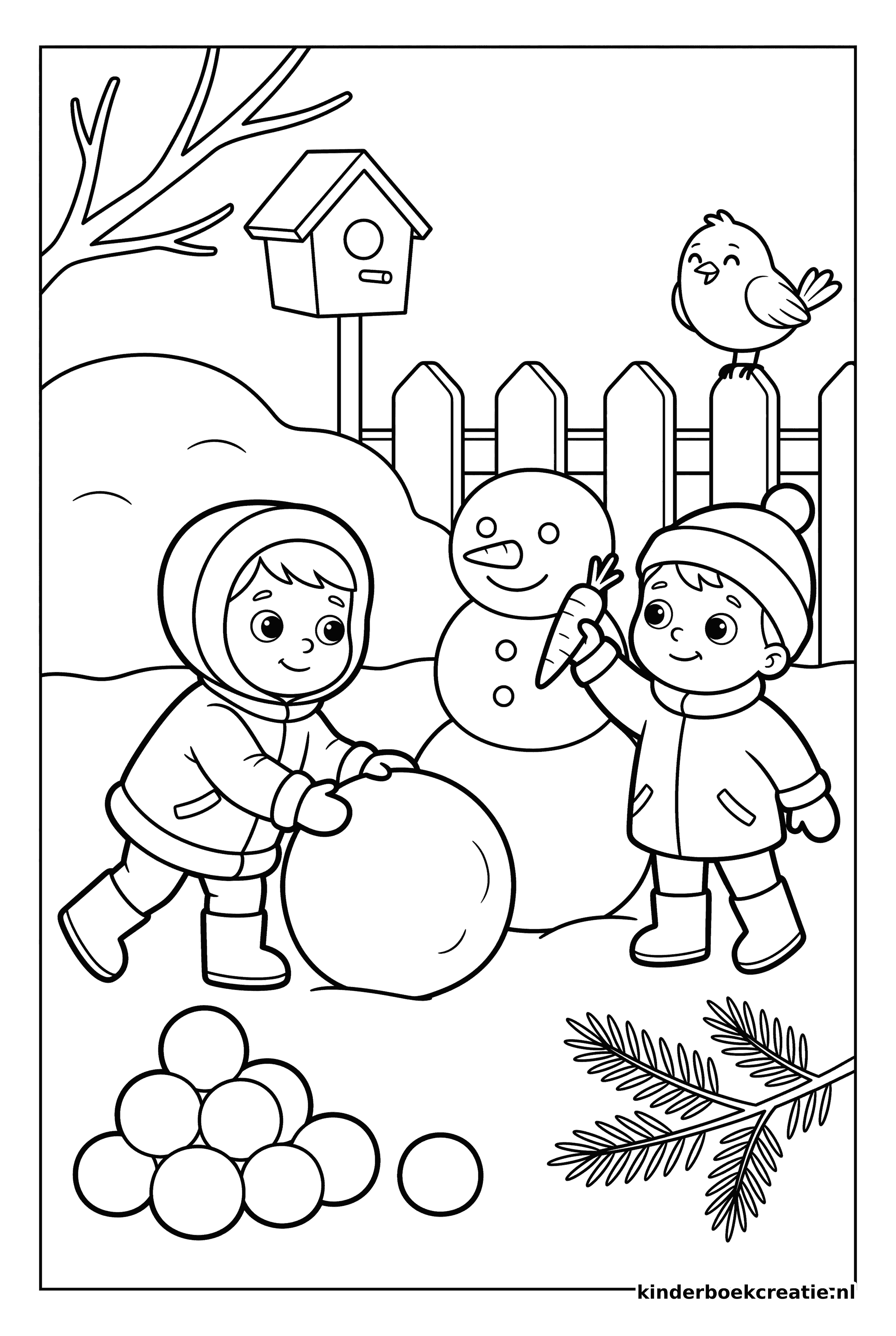 Kerst kleurplaat voorbeeld 7, gratis te printen op A4
