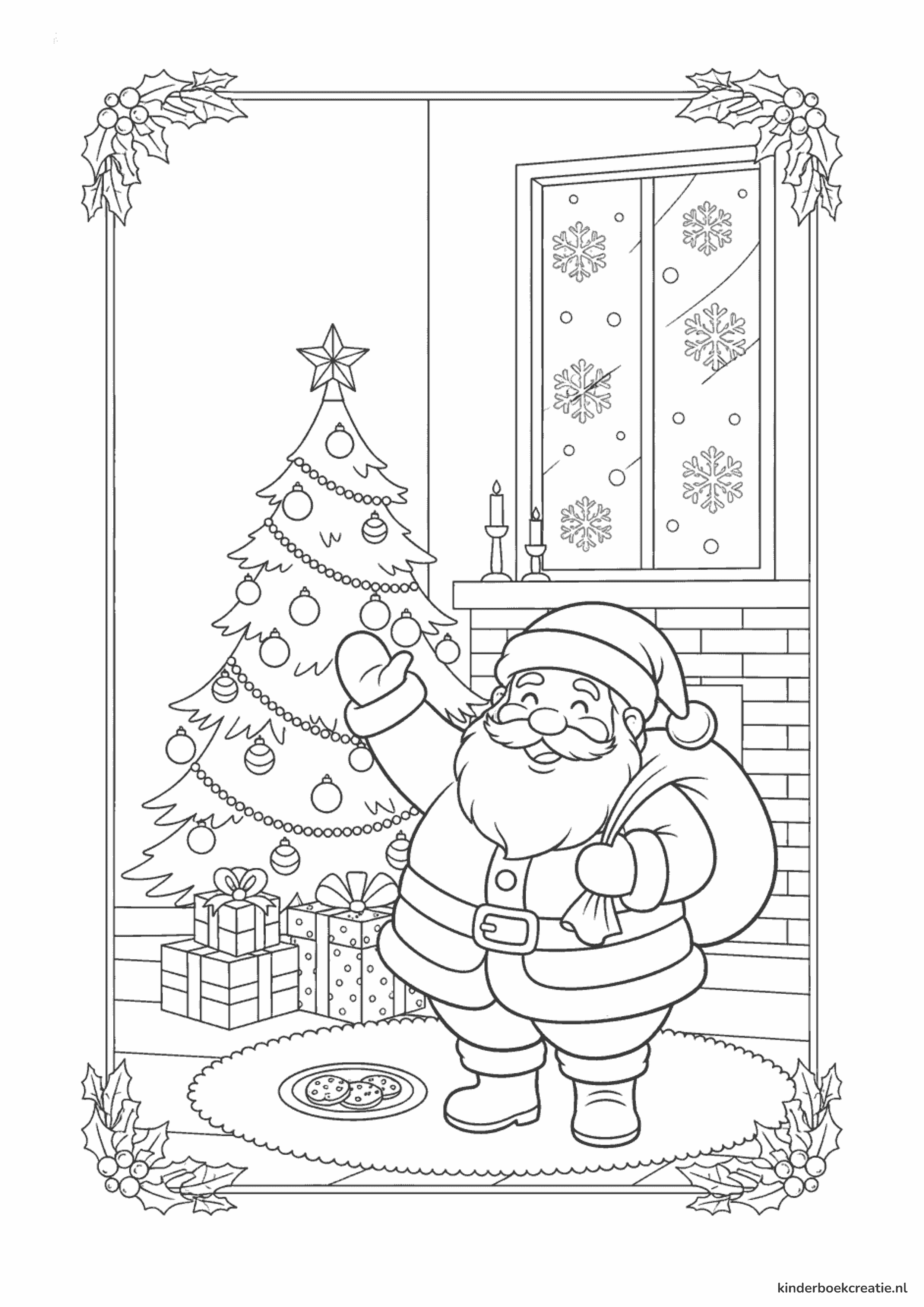 Voorbeeld van een kerst kleurplaat om gratis te printen