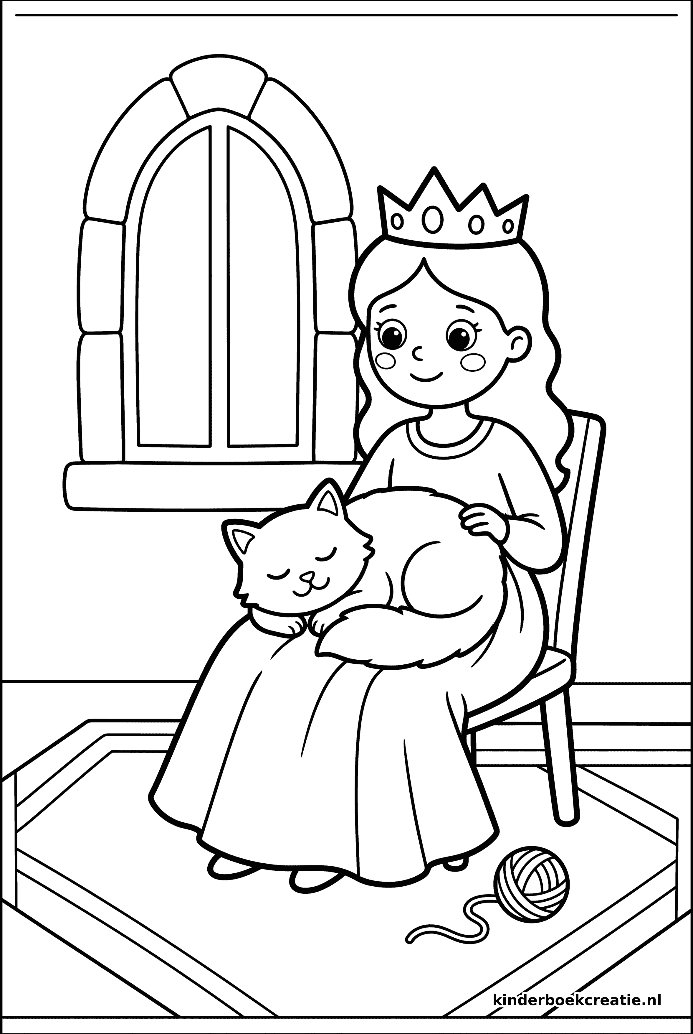 Prinses kleurplaat voorbeeld 6, gratis te printen op A4