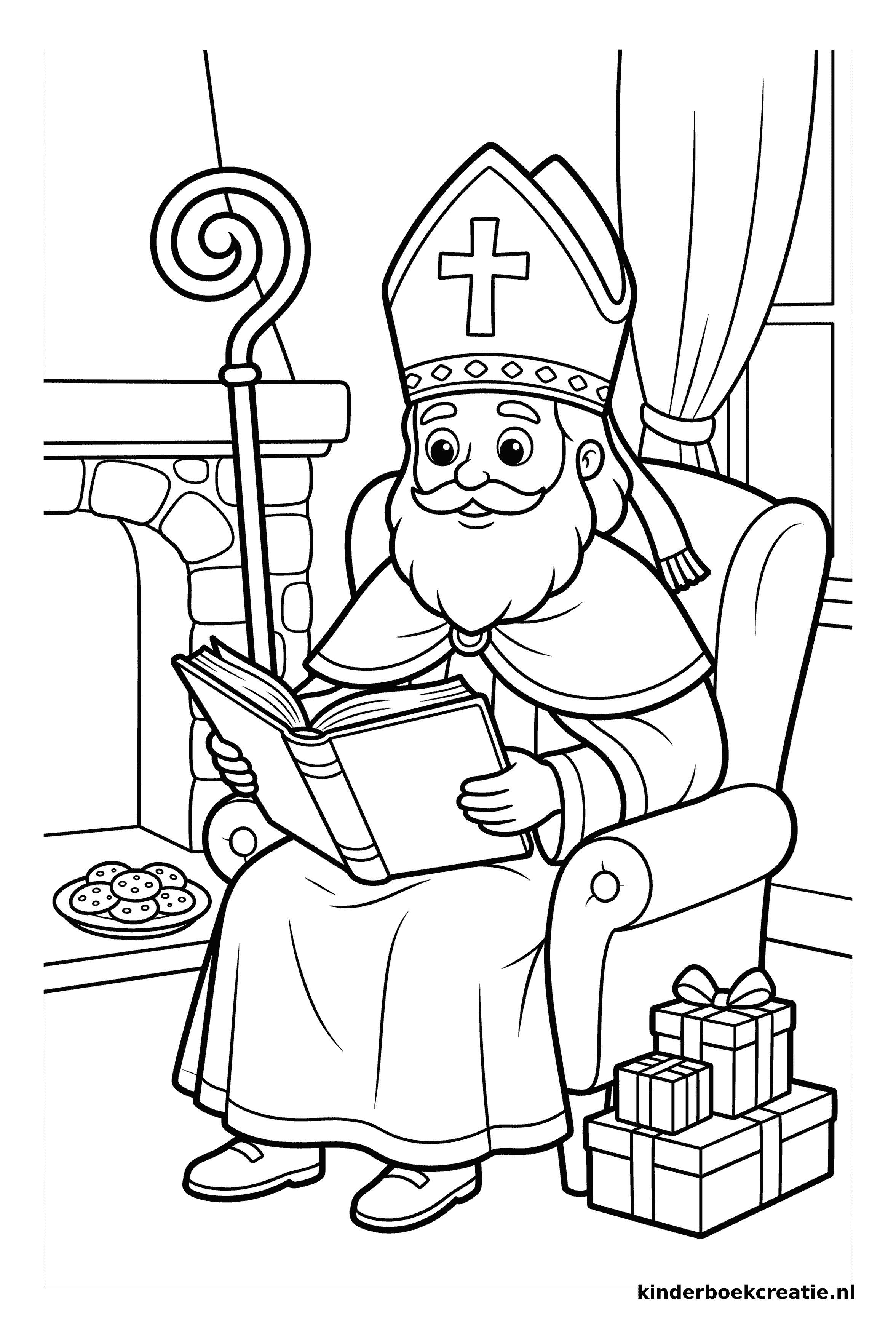 Sinterklaas kleurplaat voorbeeld 4, gratis te printen op A4