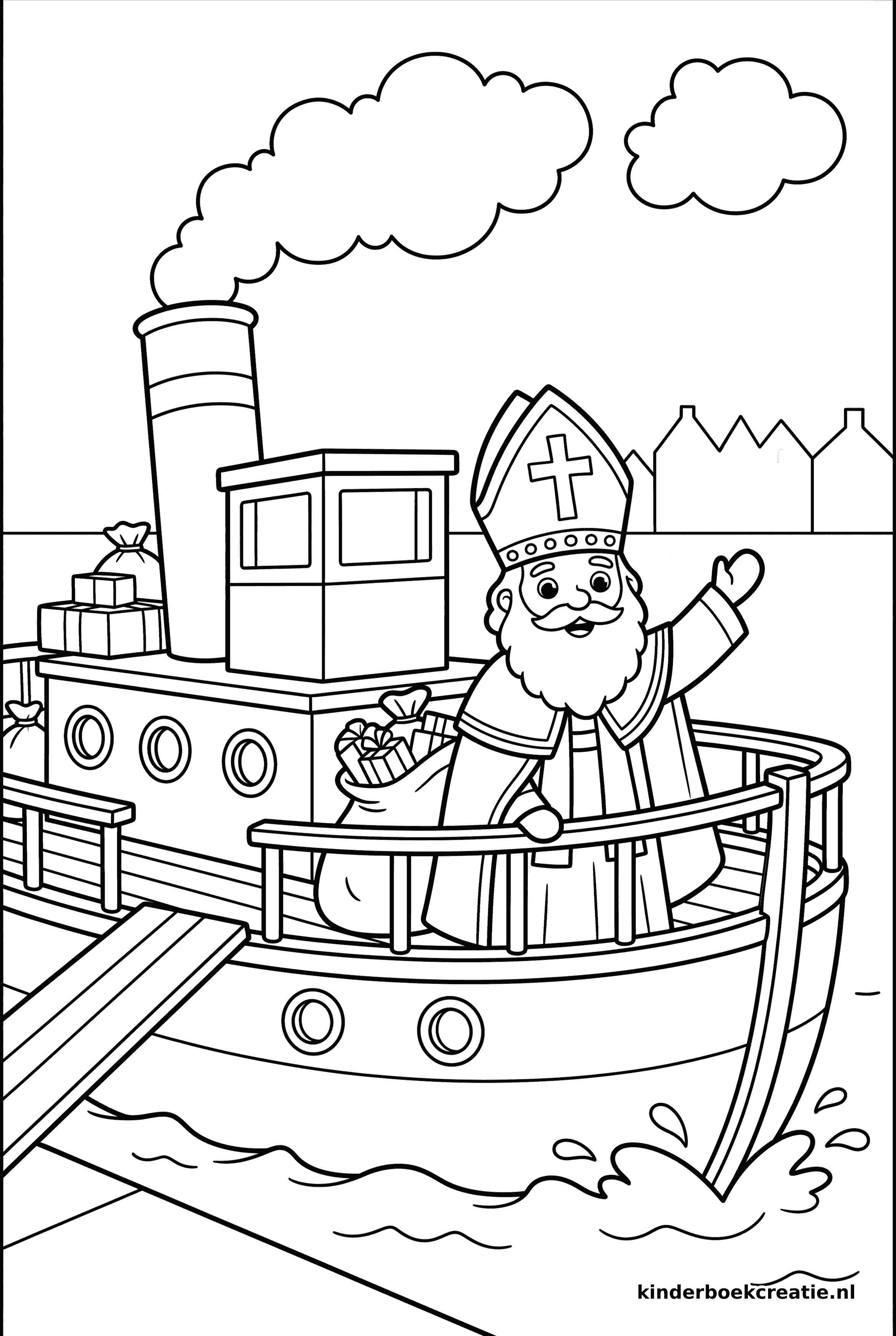 Sinterklaas kleurplaat voorbeeld 6, gratis te printen op A4