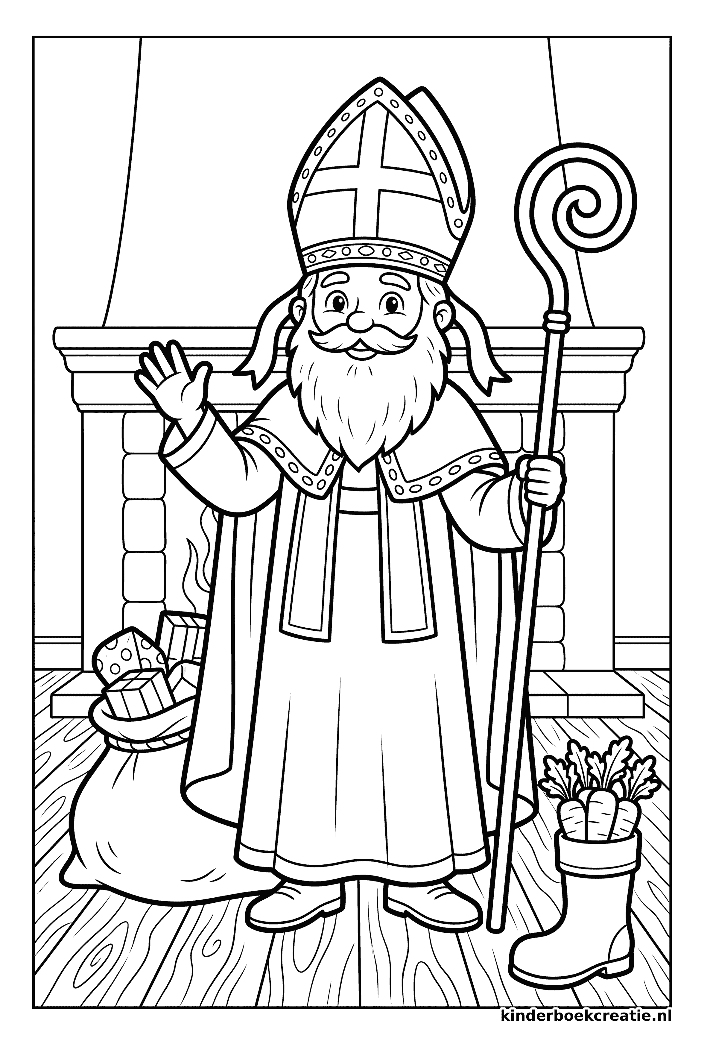 Sinterklaas kleurplaat voorbeeld, gratis te printen op A4
