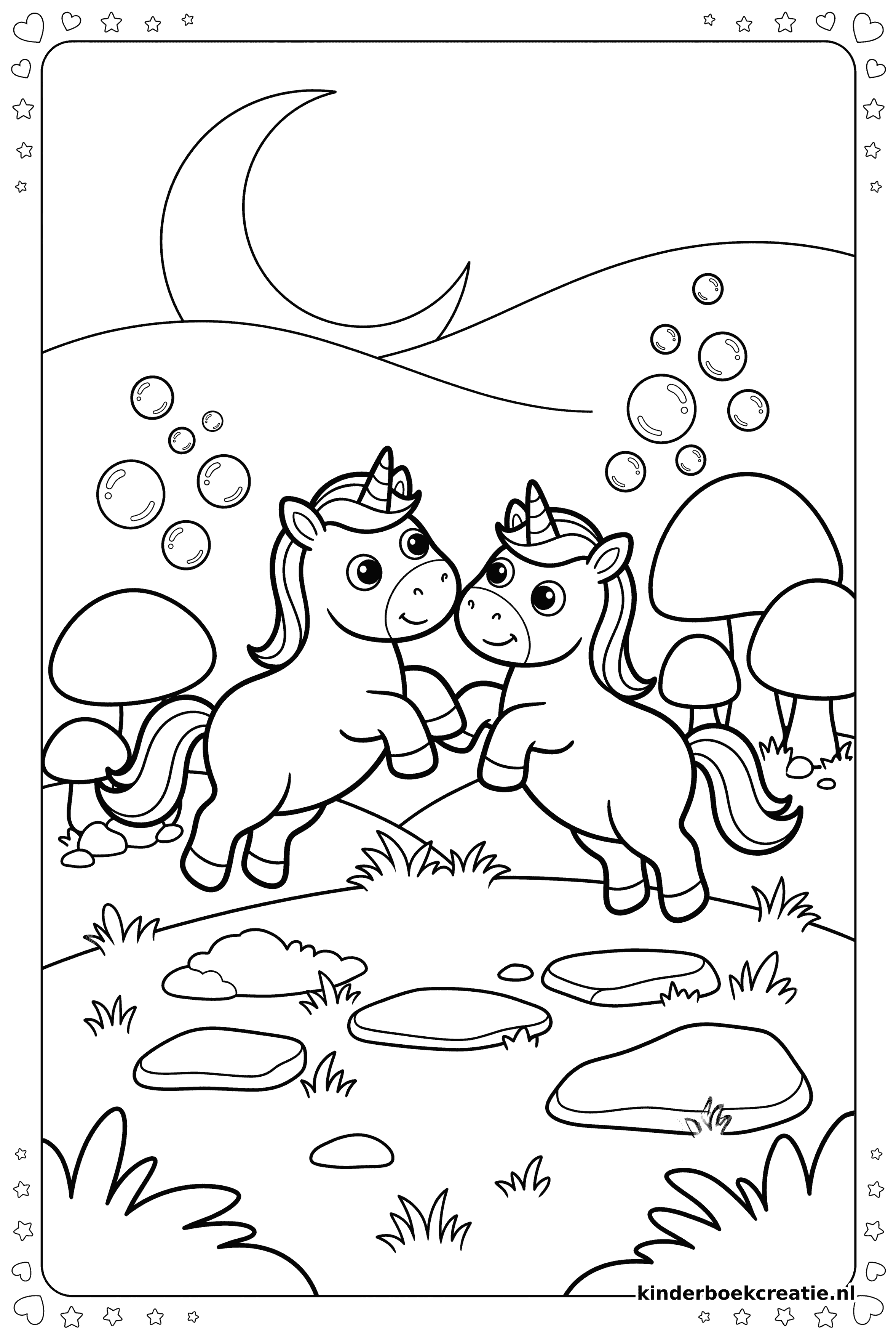 Unicorn kleurplaat voorbeeld 5, gratis te printen op A4