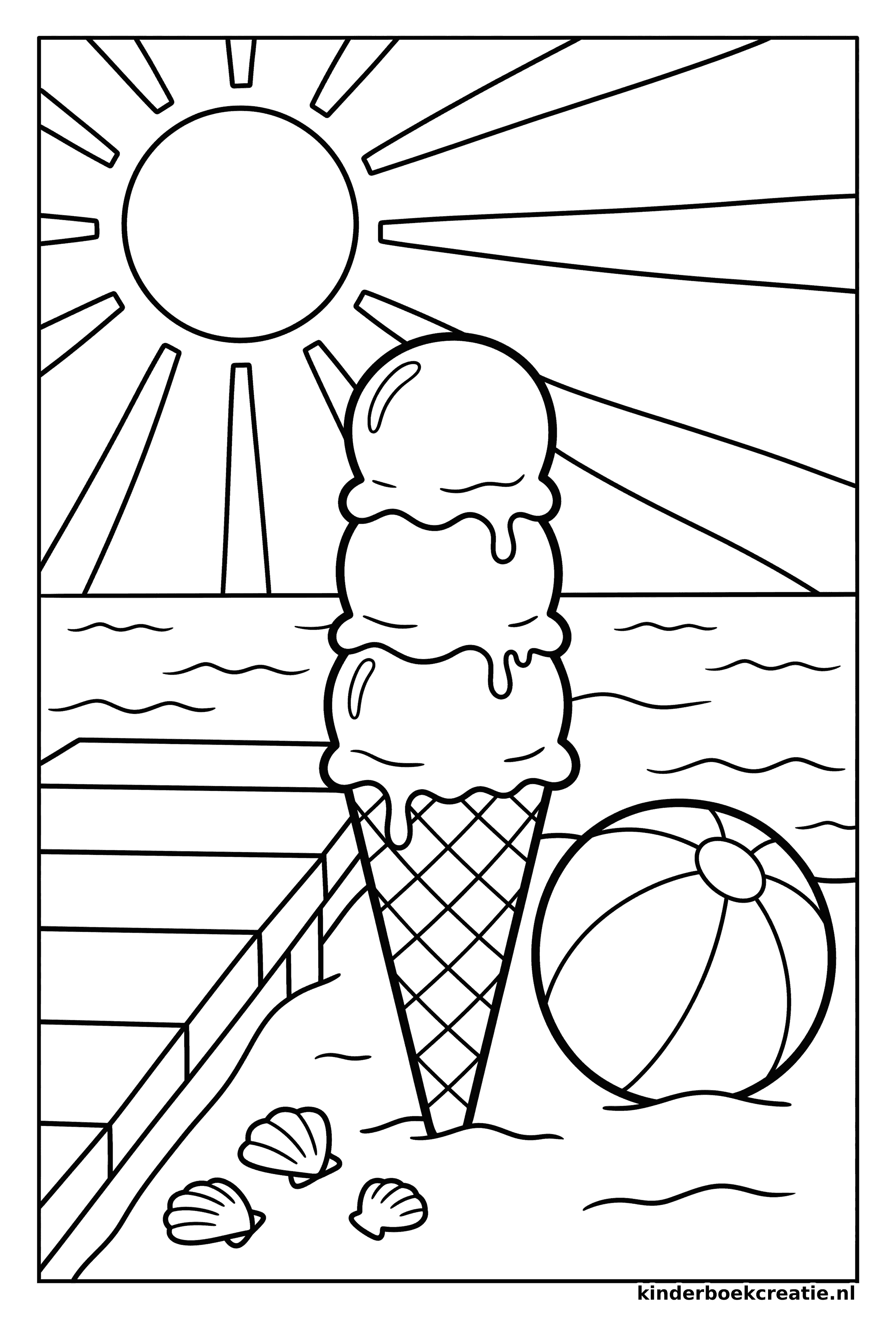 Zomer kleurplaat voorbeeld 5, gratis te printen op A4